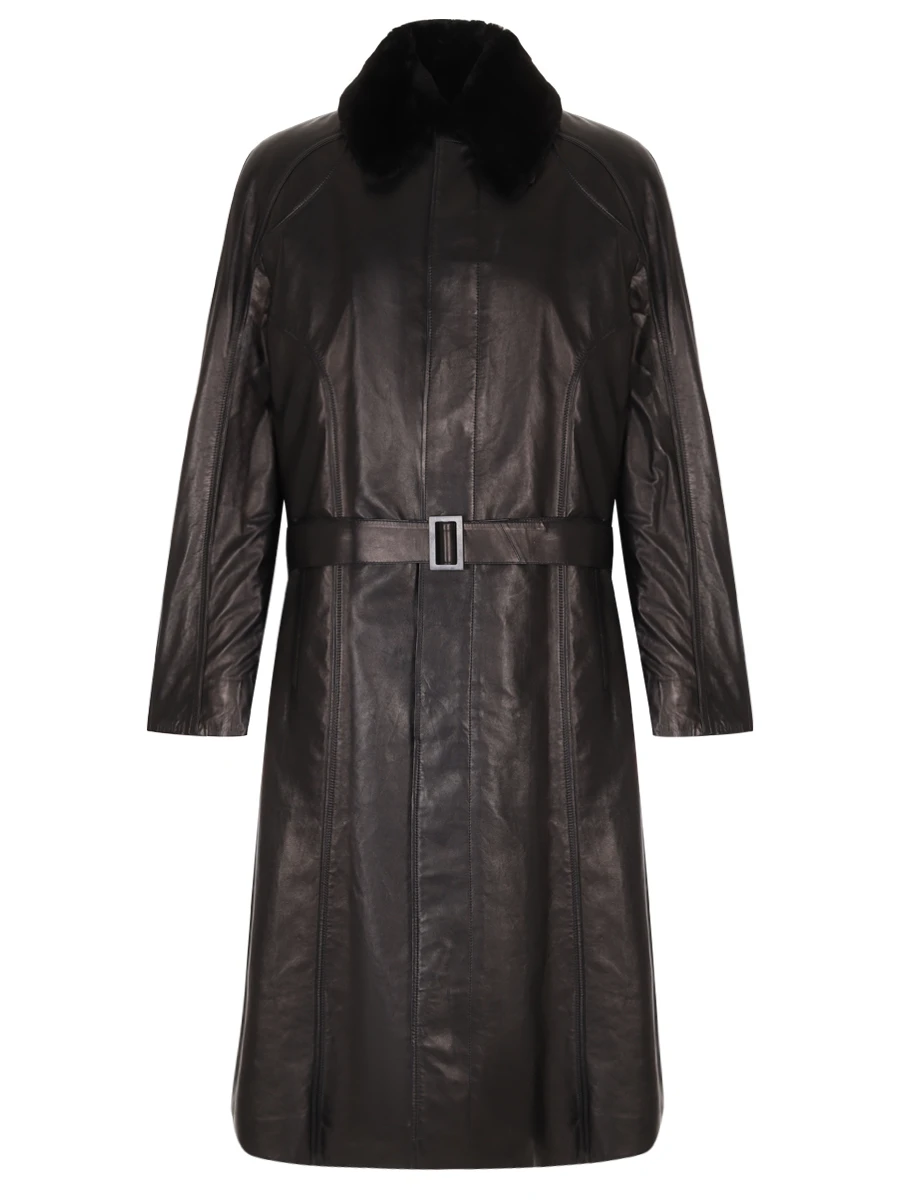 Плащ кожаный с мехом