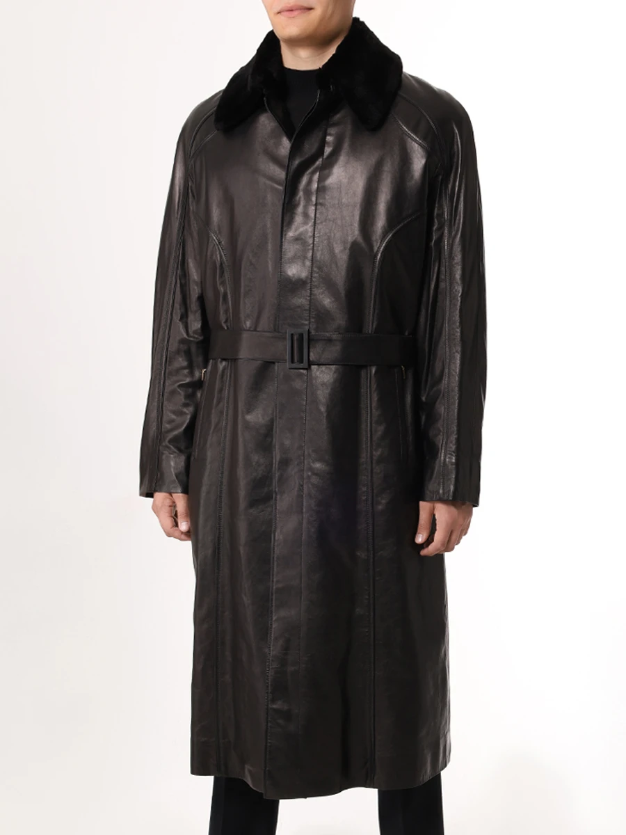 Плащ кожаный с мехом