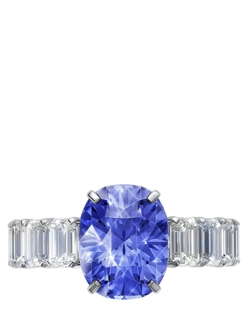 Кольцо с сапфиром и бриллиантами из белого золота 750 пробы МАКСИМ ПОНОМАРЁВ