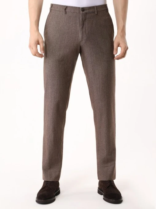 Брюки Regular Fit из хлопка и шерсти CANALI