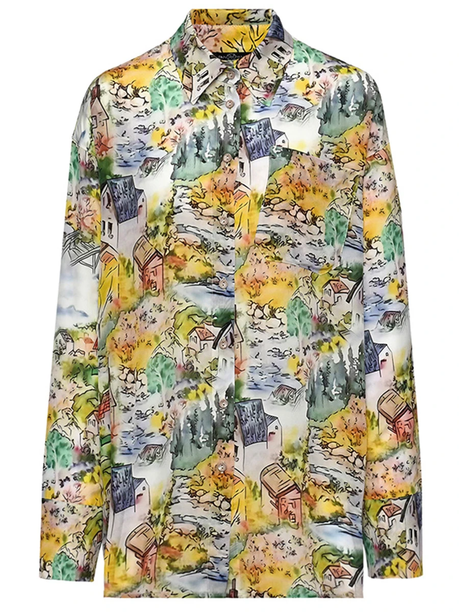 Рубашка шелковая с принтом
