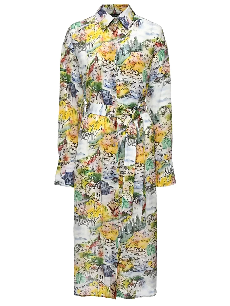 Платье шелковое с принтом