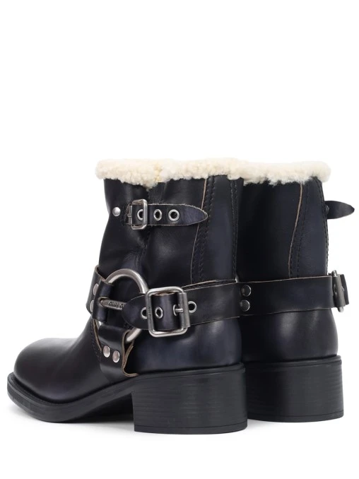 Ботинки кожаные на меху MIU MIU