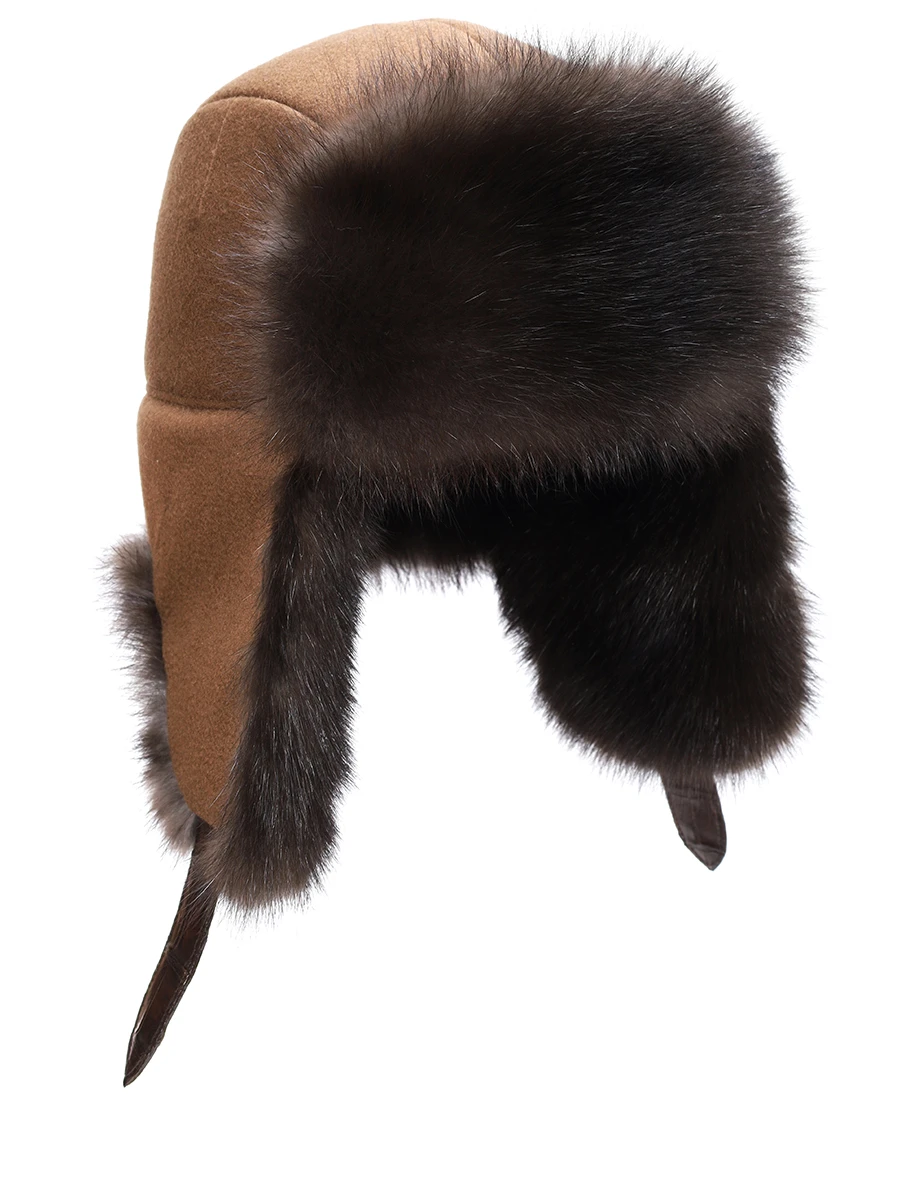 Шапка-ушанка кашемировая с мехом соболя