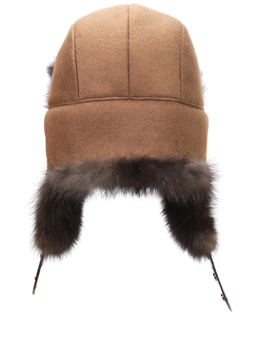 Шапка-ушанка кашемировая с мехом соболя