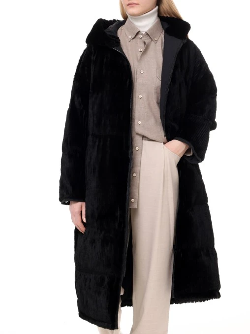 Пуховик двусторонний с мехом кролика YVES SALOMON