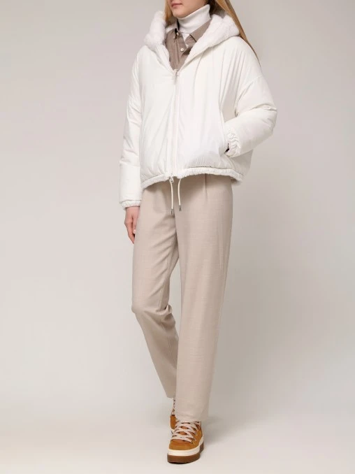 Пуховик двусторонний с мехом кролика YVES SALOMON