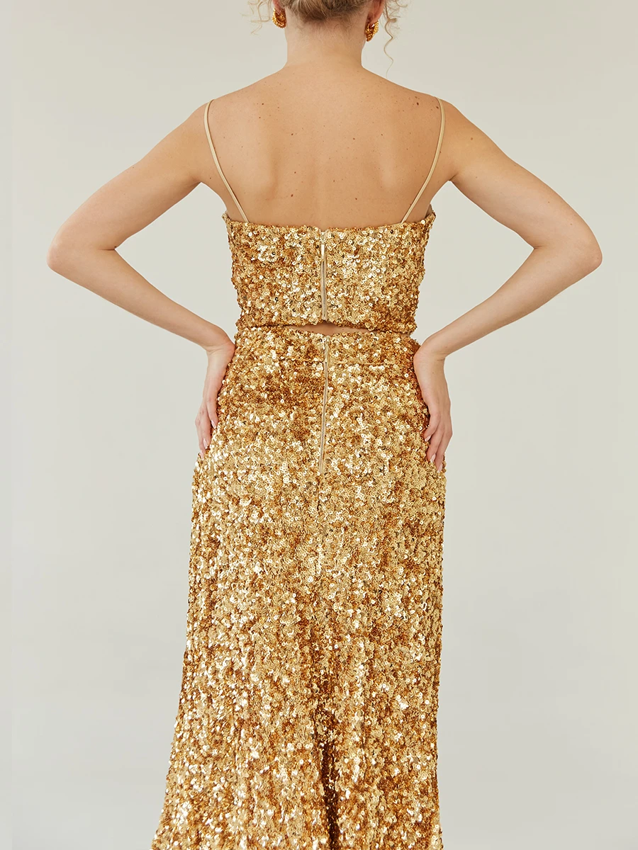 Комплект топ и юбка с пайетками