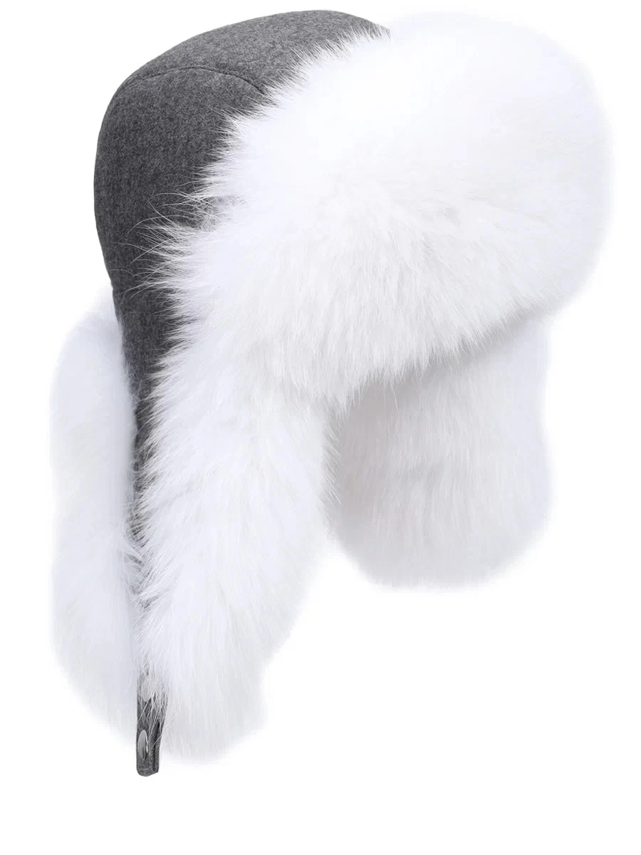 Шапка-ушанка из меха песца