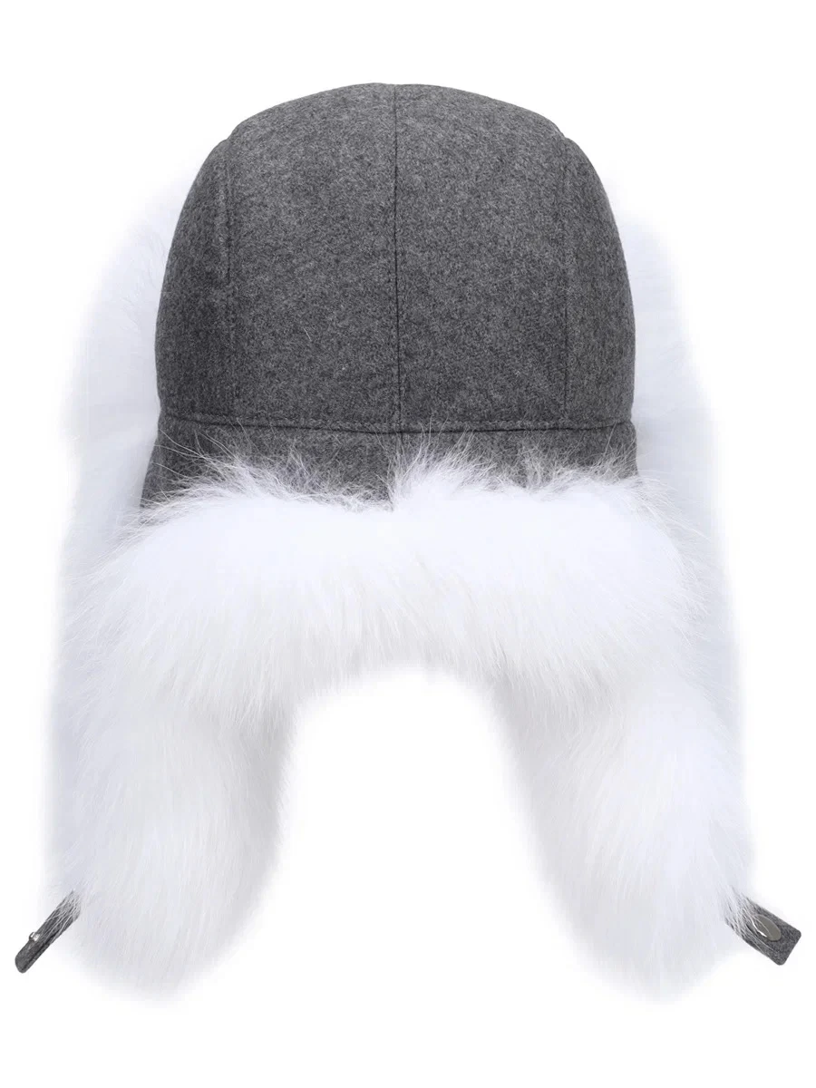 Шапка-ушанка из меха песца
