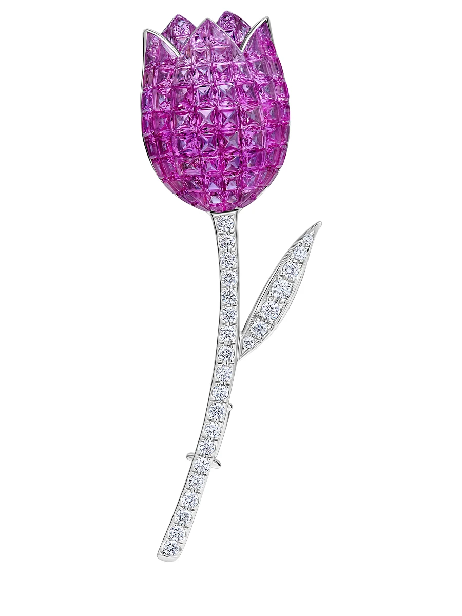 Брошь с розовыми сапфирами и бриллиантами