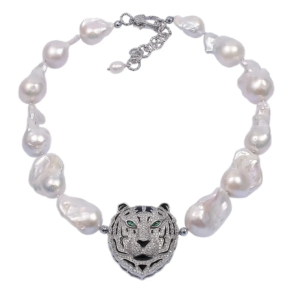 Колье Big Pearl Tiger Silver