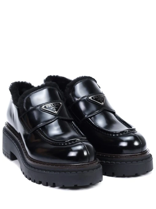 Лоферы кожаные на меху PRADA