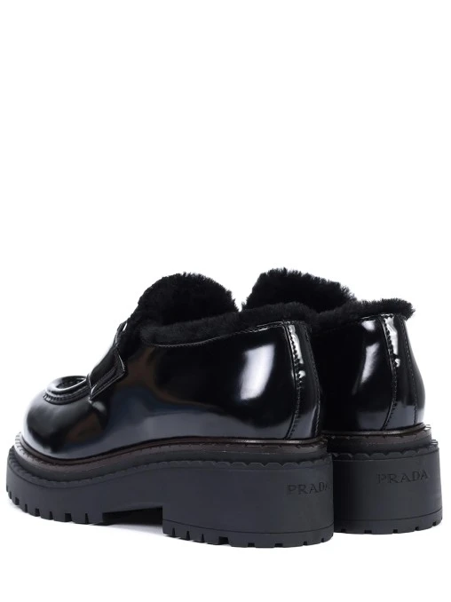 Лоферы кожаные на меху PRADA