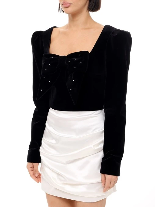Блуза бархатная Bow velvet WHITE LILY
