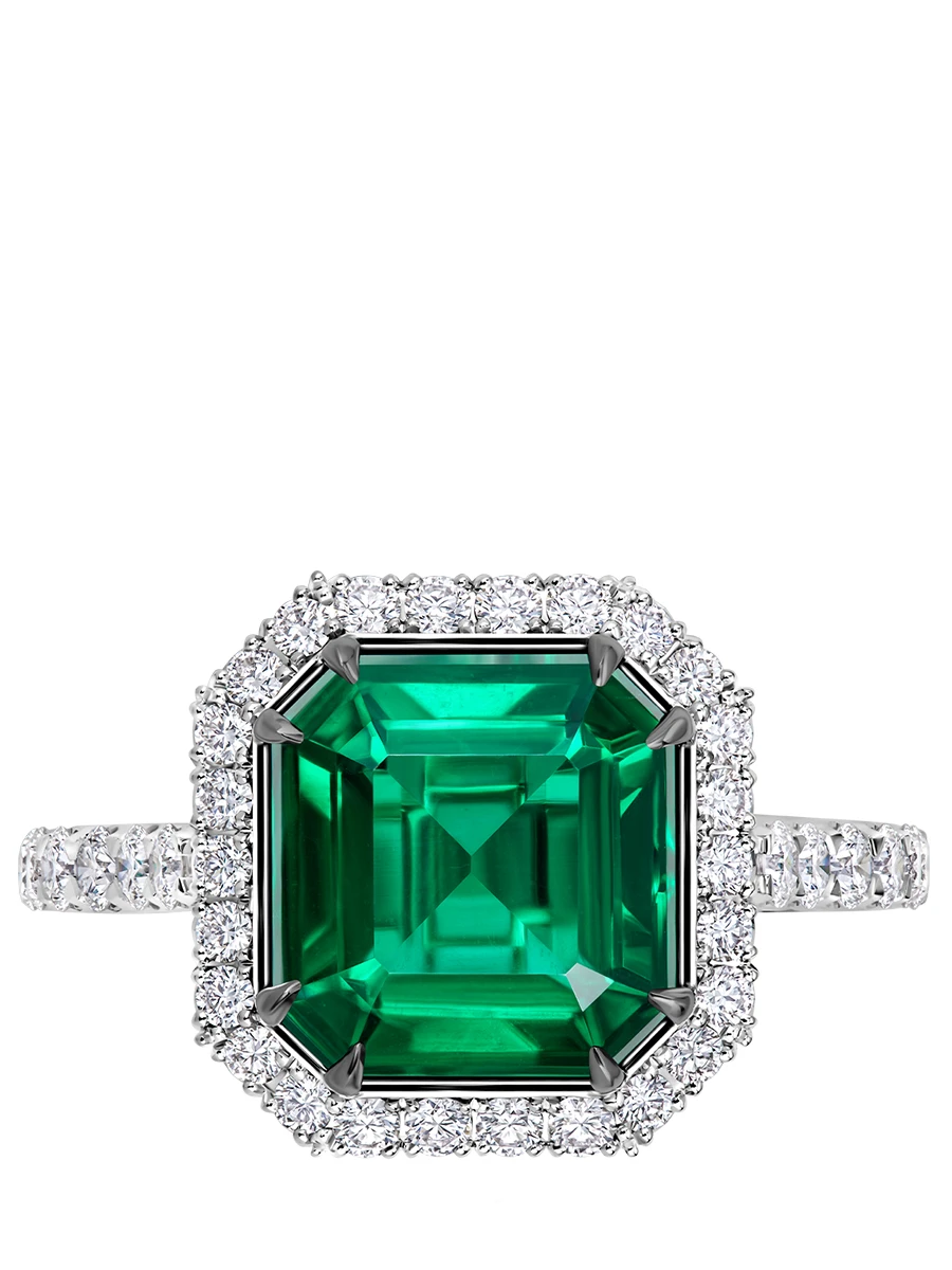 Кольцо с изумрудом и бриллиантами