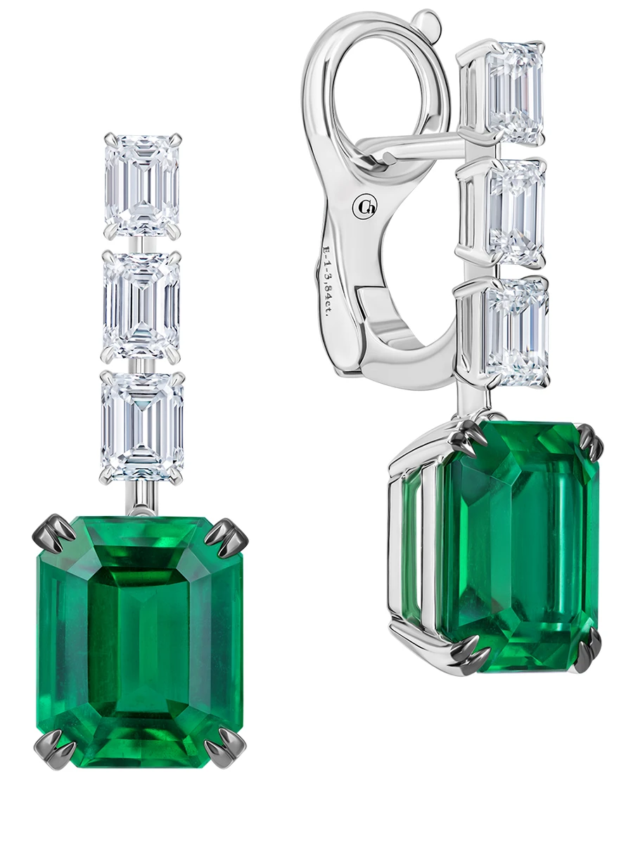 Серьги с изумрудами и бриллиантами