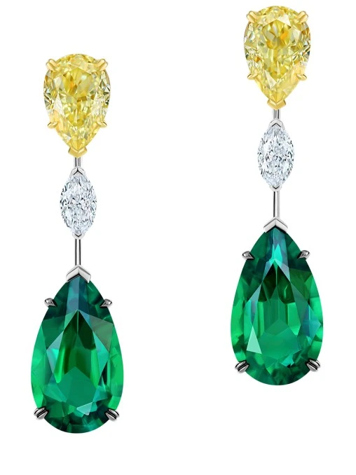 Серьги с изумрудами и бриллиантами CHAMOVSKIKH JEWELLERY HOUSE