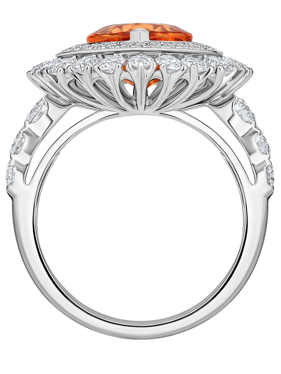 Кольцо со спессартином и бриллиантами