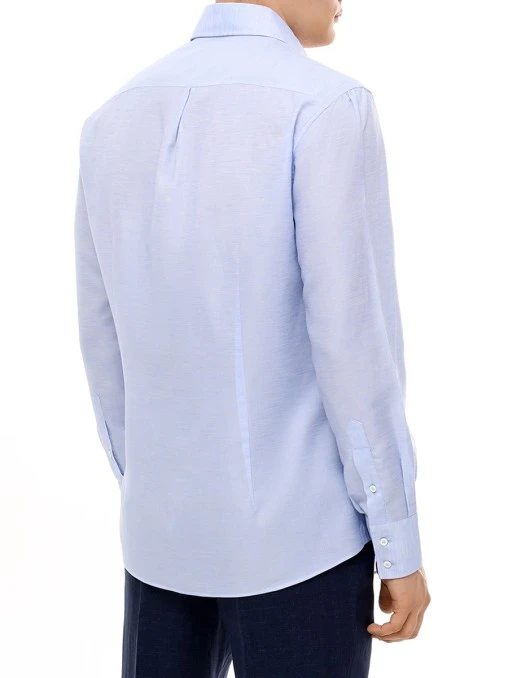 Рубашка Slim Fit из льна и хлопка BRUNELLO CUCINELLI