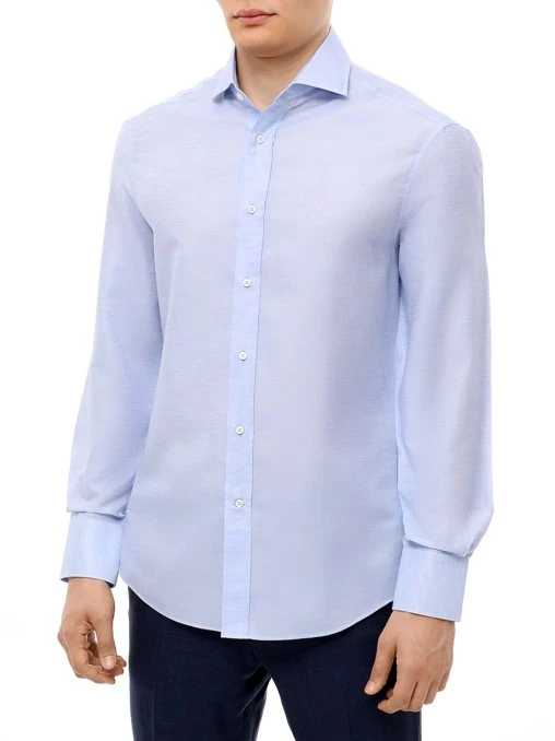 Рубашка Slim Fit из льна и хлопка BRUNELLO CUCINELLI