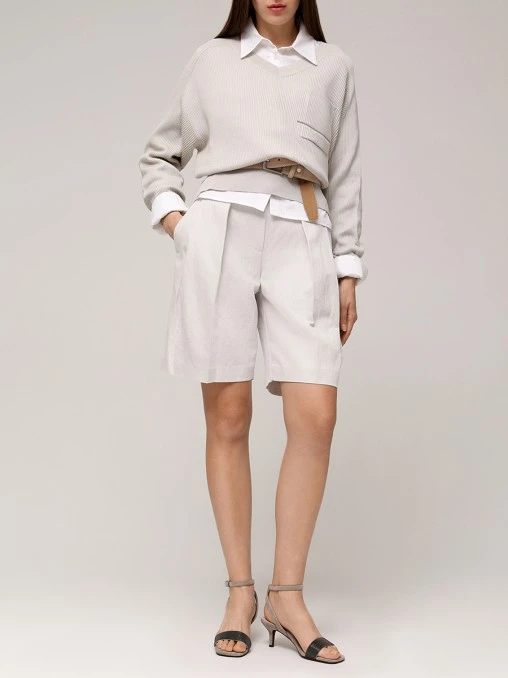 Шорты из хлопка и льна BRUNELLO CUCINELLI