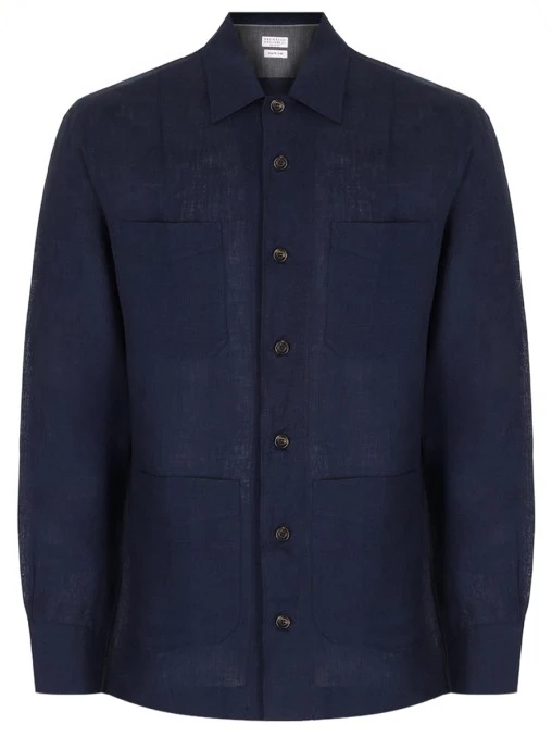 Рубашка Regular Fit льняная BRUNELLO CUCINELLI