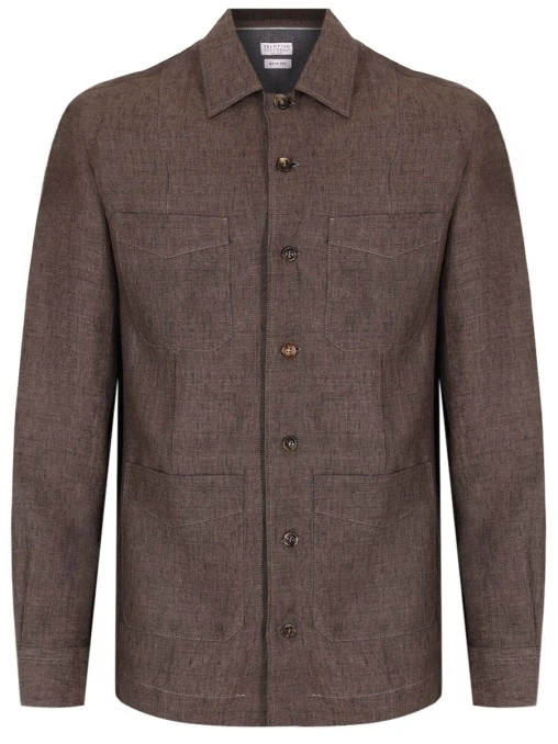 Рубашка Regular Fit льняная BRUNELLO CUCINELLI