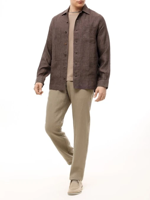 Рубашка Regular Fit льняная BRUNELLO CUCINELLI