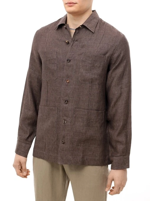 Рубашка Regular Fit льняная BRUNELLO CUCINELLI