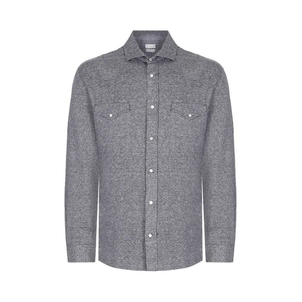 Рубашка Slim Fit из хлопка и льна