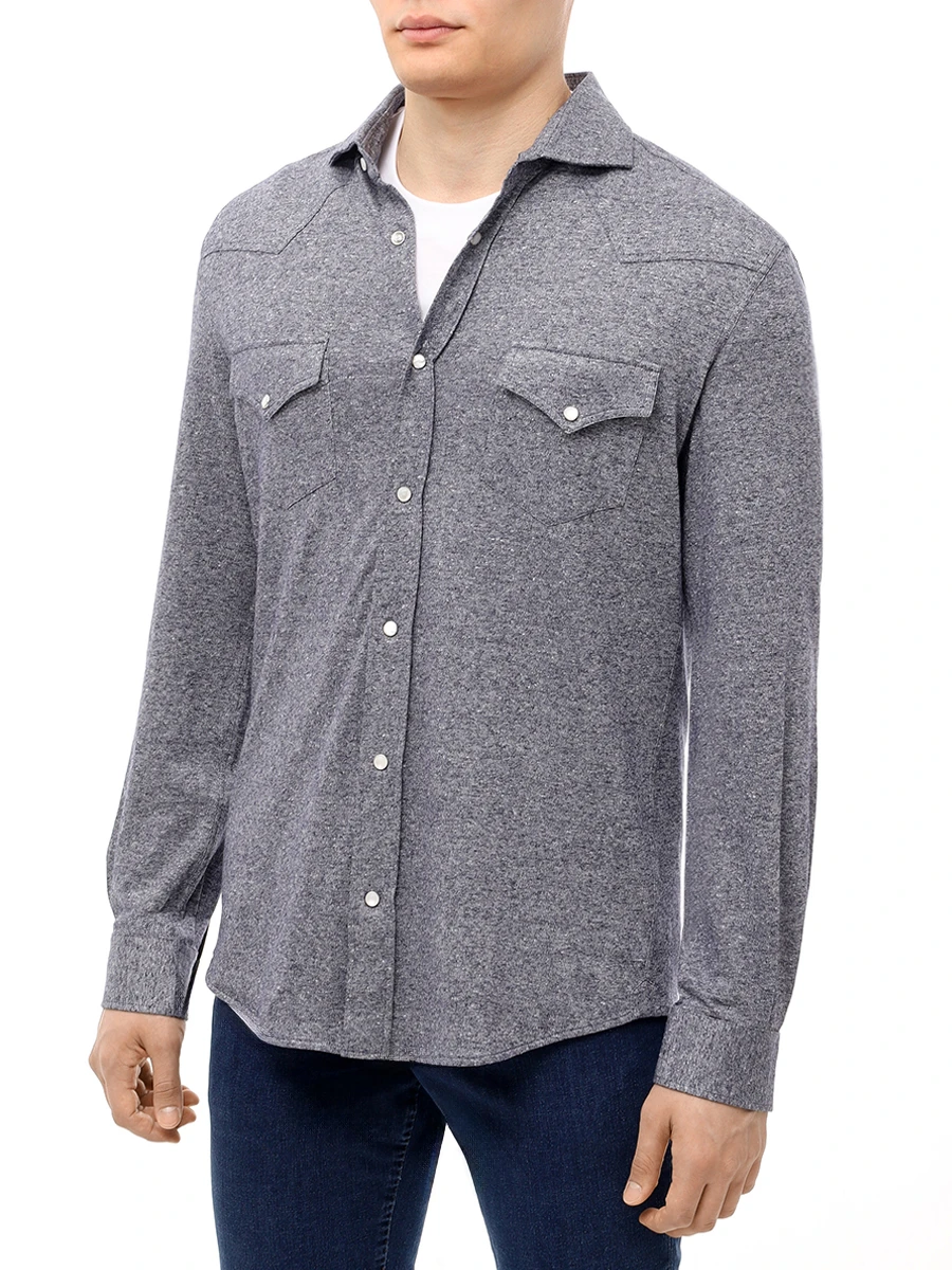 Рубашка Slim Fit из хлопка и льна