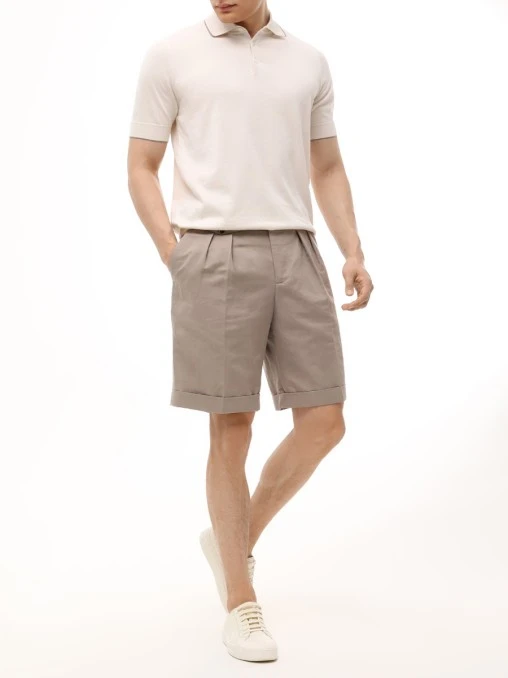 Шорты из хлопка и льна BRUNELLO CUCINELLI