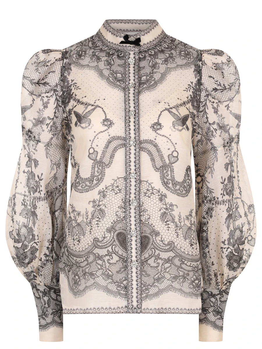 Блуза из шелка и льна