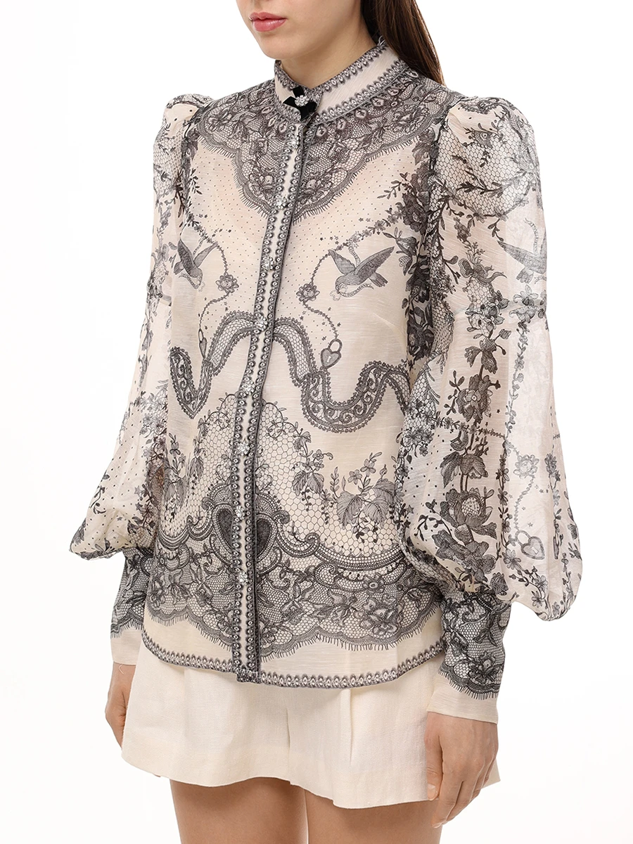 Блуза из шелка и льна