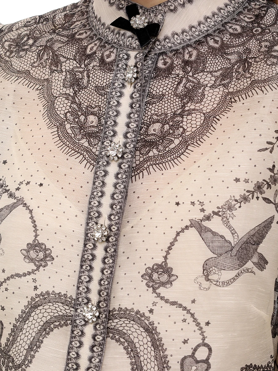 Блуза из шелка и льна