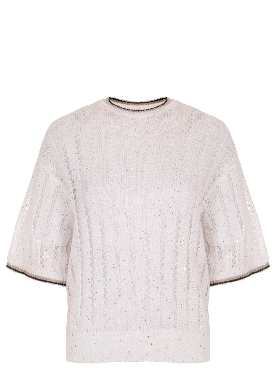 Джемпер льняной с пайетками