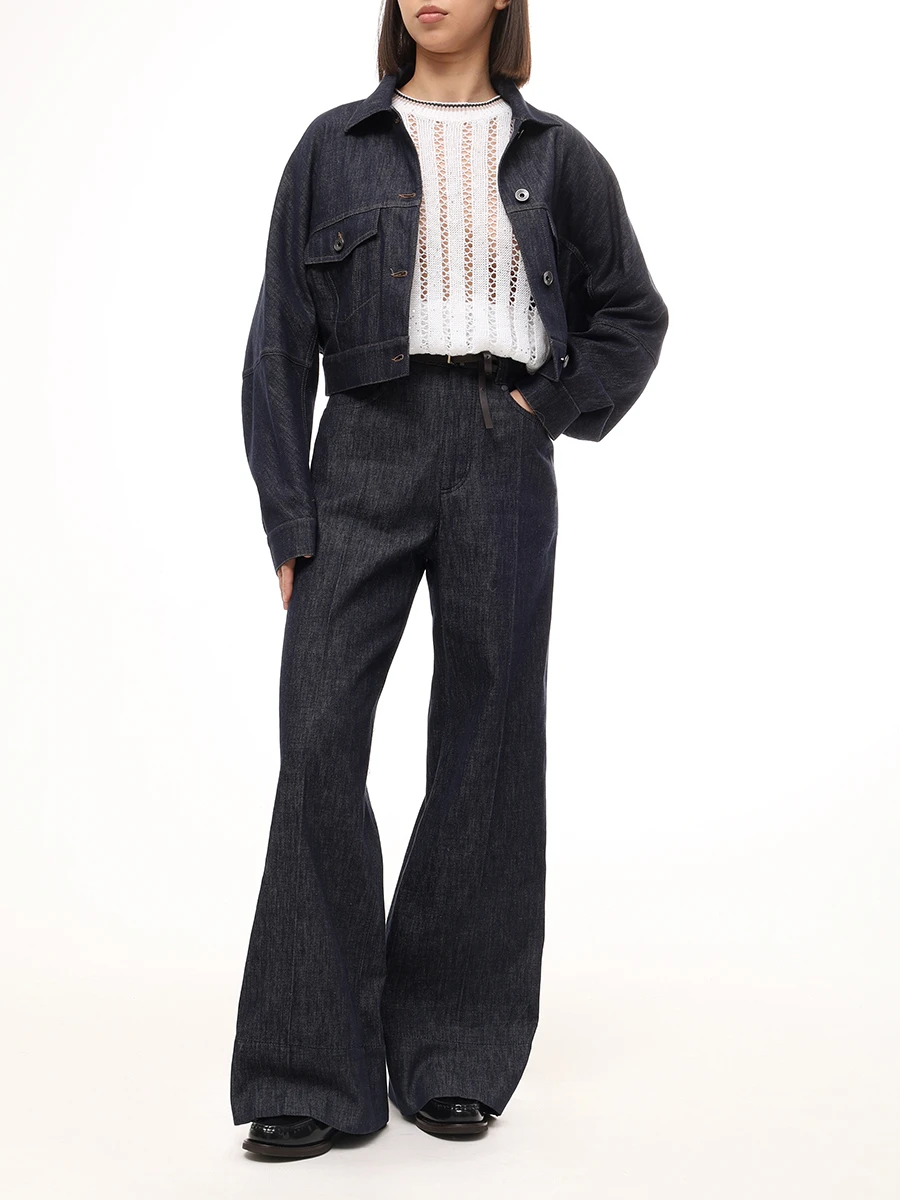 Джемпер льняной с пайетками