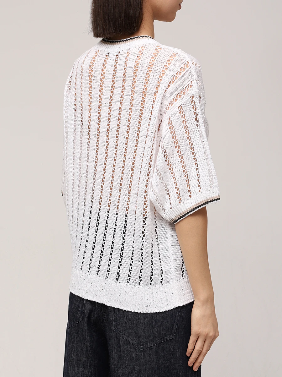 Джемпер льняной с пайетками