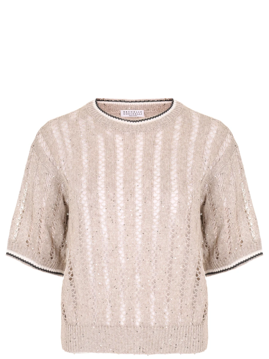 Джемпер льняной с пайетками