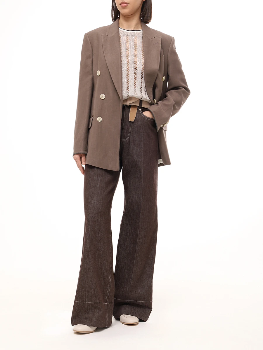 Джемпер льняной с пайетками