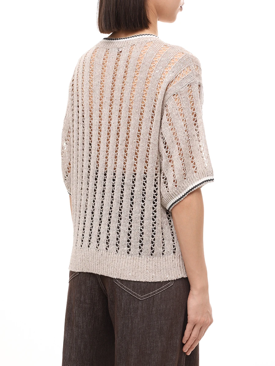 Джемпер льняной с пайетками