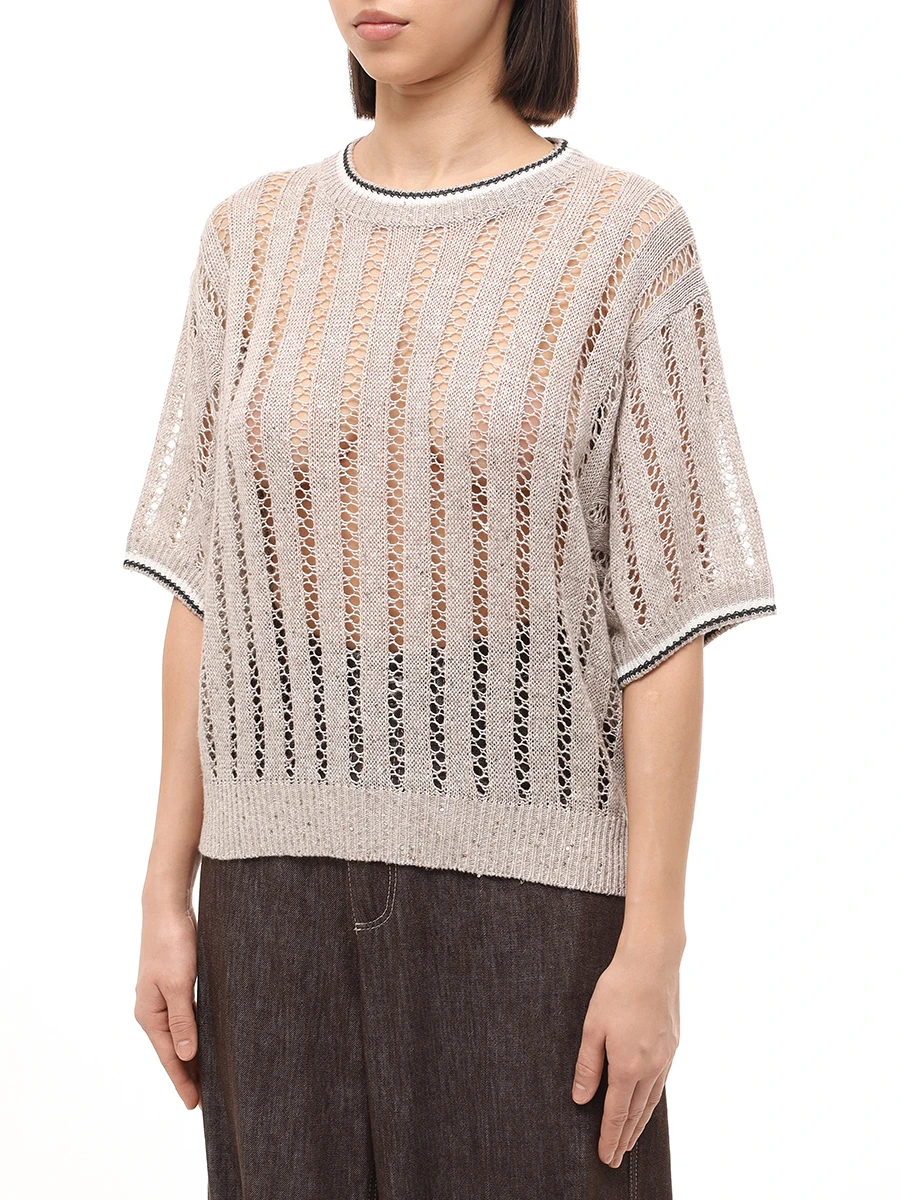 Джемпер льняной с пайетками
