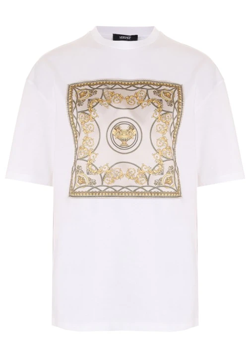 Футболка хлопковая с принтом VERSACE