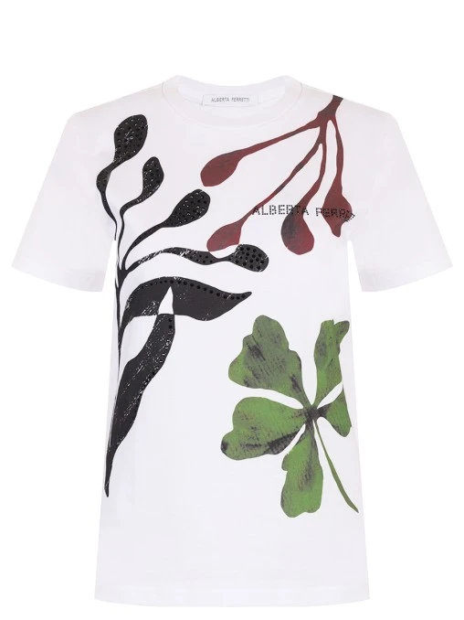 Футболка хлопковая с принтом ALBERTA FERRETTI