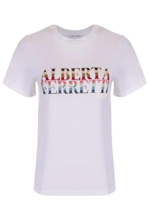 Футболка хлопковая с принтом ALBERTA FERRETTI