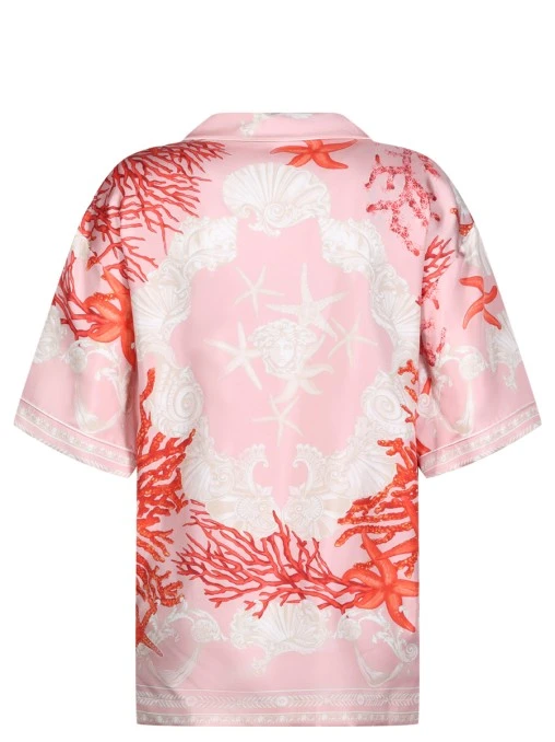 Рубашка шелковая с принтом VERSACE