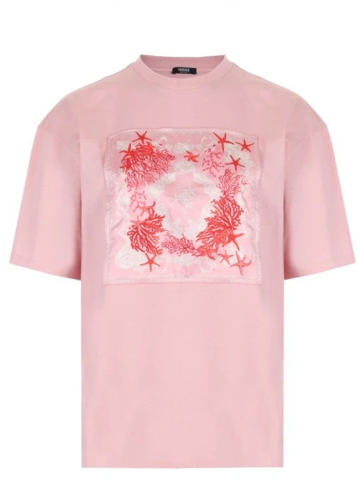 Футболка хлопковая с принтом VERSACE