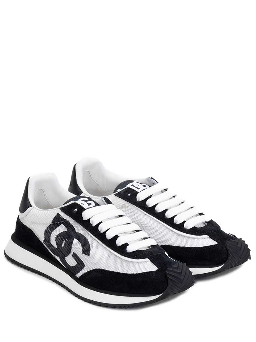 Кроссовки черно-белые,лого DG,текстиль
