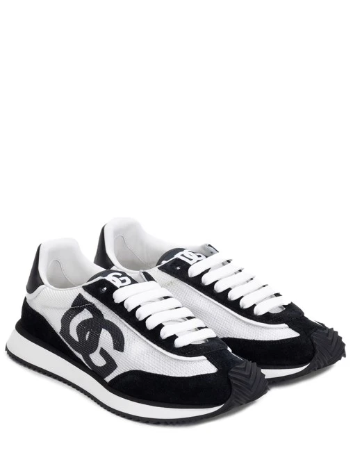 Кроссовки черно-белые,лого DG,текстиль DOLCE & GABBANA